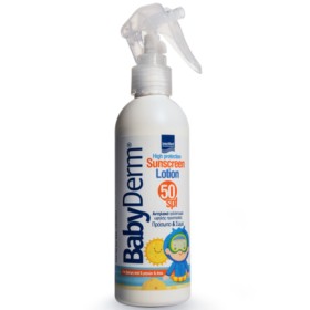 INTERMED Babyderm Sunscreen Lotion SPF50 Spray Παιδικό Αντιηλιακό Γαλάκτωμα για Πρόσωπο & Σώμα σε Μορφή Λοσιόν 200ml